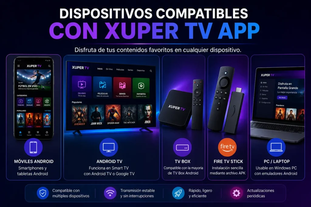 Xuper TV App: Qué Es, Características y Cómo Descargar (2026) 4 Dispositivos Compatibles con Xuper TV App