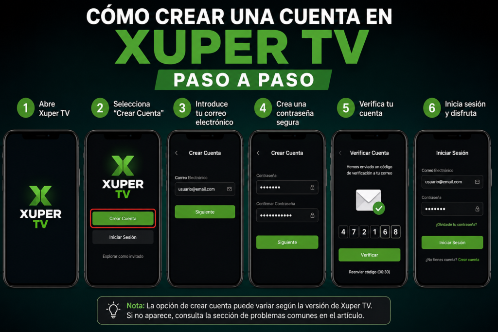 Xuper TV Crear Cuenta: Cómo Registrarse Paso a Paso en 2026 2 Como Crear una Cuenta en Xuper TV