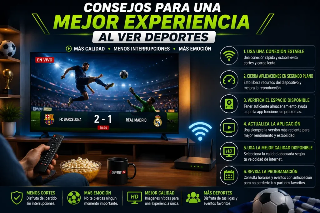 Xuper TV Deportes: Los Mejores Contenidos Deportivos en Vivo 4 Consejos para una mejor experiencia al ver deportes