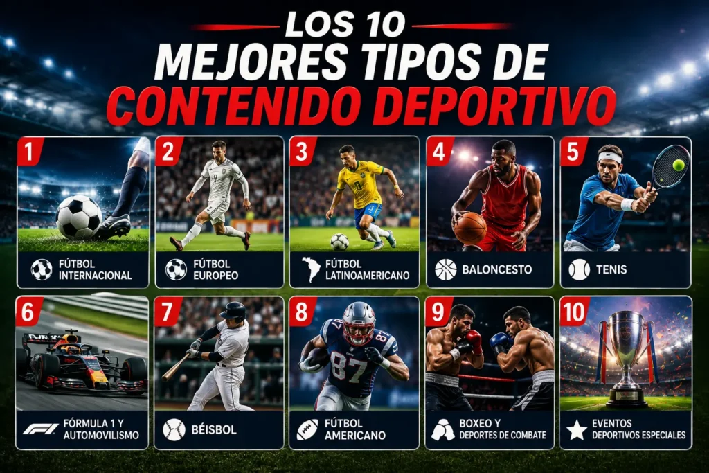 Xuper TV Deportes: Los Mejores Contenidos Deportivos en Vivo 2 Los 10 mejores tipos de contenido deportivo